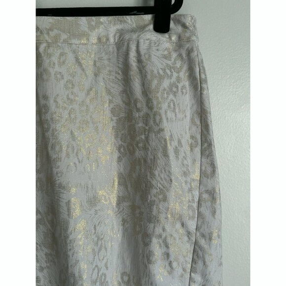 Catherines Women’s 1X Tulip Skirt Ivory Metallic Gold Leopard Cocktail Church - Picture 4 of 8